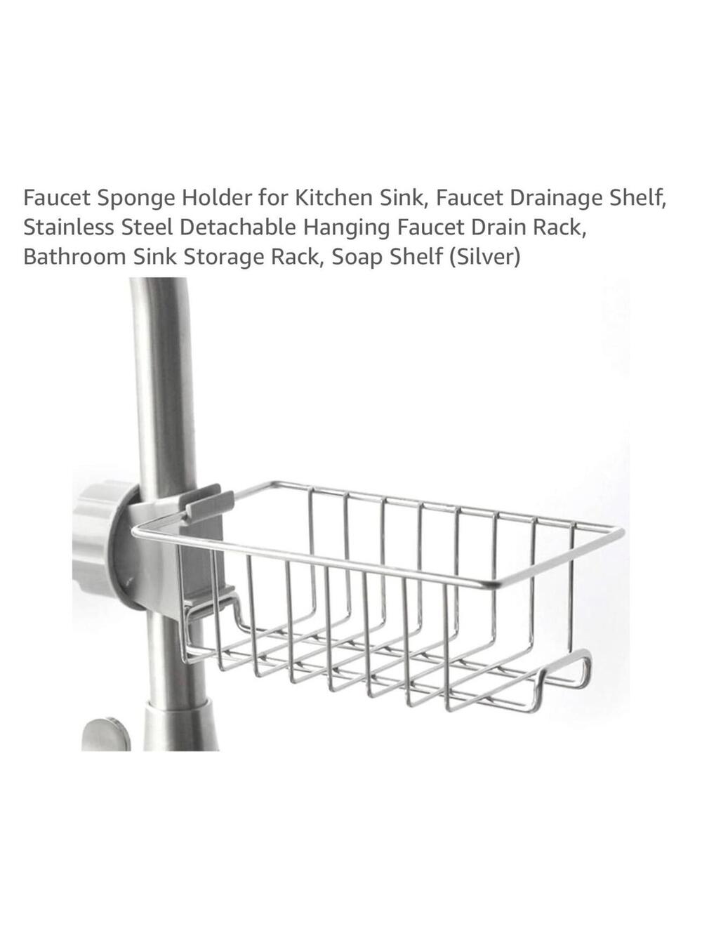 Faucet Sponge Holder for Kitchen Sink, Stainless Steel Detachable Hanging Faucet